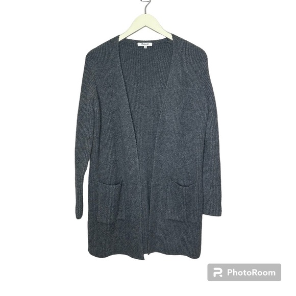 Madewell Backstage Cardigan Sweater gray ribbed oversized - Picture 3 of 6